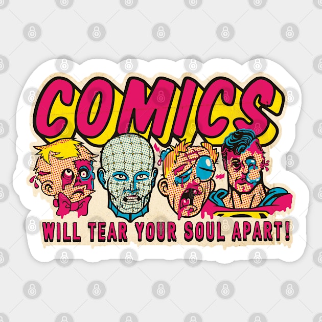 COMICS WILL TEAR YOUR SOUL APART! Sticker by jasoncartoons